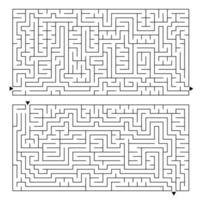 A large rectangular labyrinth with an entrance and an exit. Two options in the kit. Simple flat vector illustration isolated on white background.