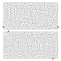 A large rectangular labyrinth with an entrance and an exit. Two options in the kit. Simple flat vector illustration isolated on white background.