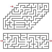 A set of two rectangular mazes with an entrance and an exit. Simple flat vector illustration isolated on white background.