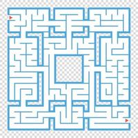 Abstract square maze. An interesting game for teenagers and adults. A simple flat vector illustration isolated on a transparent background.