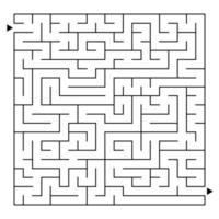 Abstract complex square isolated labyrinth. Black color on a white background. An interesting game for children and adults. Simple flat vector illustration.