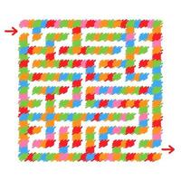 Abstract square light isolated labyrinth. Of colorful bright strokes on a white background. An interesting and useful game for children and adults. Simple flat vector illustration.