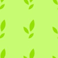 Colorful seamless pattern of cute green leaves on a light background. Simple flat vector illustration. For the design of paper wallpaper, fabric, wrapping paper, covers, web sites.