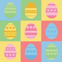 Set of colored silhouettes of isolated Easter eggs. With an abstract pattern. Simple flat vector illustration. Suitable for decoration of postcards, advertising, magazines, websites.