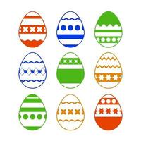 Set of colored isolated Easter eggs on a white background. With an abstract pattern. Simple flat vector illustration. Suitable for decoration of postcards, advertising, magazines, websites.