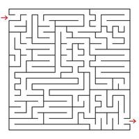 Abstract square maze. An interesting game for children and teenagers. Simple flat vector illustration isolated on white background.