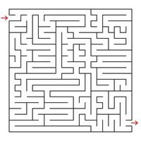 Abstract square maze. An interesting game for children and teenagers. Simple flat vector illustration isolated on white background.