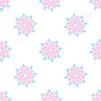 Colorful seamless pattern of abstract flowers on a white background. Simple flat vector illustration. For the design of paper wallpaper, fabric, wrapping paper, covers, web sites.