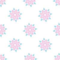 Colorful seamless pattern of abstract flowers on a white background. Simple flat vector illustration. For the design of paper wallpaper, fabric, wrapping paper, covers, web sites.