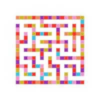 Square color labyrinth. An interesting game for children. Simple flat vector illustration isolated on white background.