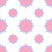 Colorful seamless pattern of abstract flowers on a white background. Simple flat vector illustration. For the design of paper wallpaper, fabric, wrapping paper, covers, web sites.
