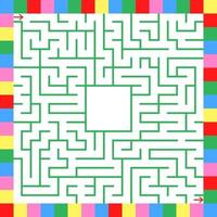 Square color labyrinth. An interesting game for children. Simple flat vector illustration isolated on white background.