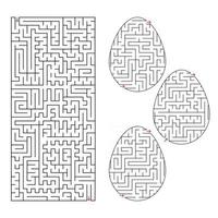 A set of labyrinths in the form of eggs and rectangular shape. Black Stroke. A game for children. Simple flat vector illustration isolated on white background.