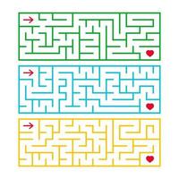 A set of rectangular labyrinths. An interesting game for children and teenagers. Simple flat vector illustration isolated on white background.