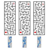 A set of rectangular labyrinths. An interesting game for children and teenagers. Simple flat vector illustration isolated on white background.