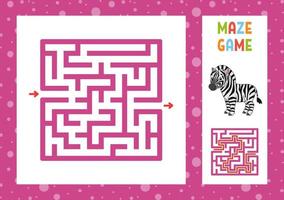 Funny maze. Game for kids. Puzzle for children. Happy character. Labyrinth conundrum. Color vector illustration. Find the right path. With answer. Isolated vector illustration. Cartoon style.