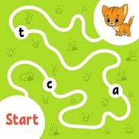 Logic puzzle game. Learning words for kids. Find the hidden name. Education developing worksheet. Activity page for study English. Game for children. Isolated vector illustration. Cartoon style.