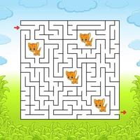 Maze. Game for kids. Funny labyrinth. Education developing worksheet. Activity page. Puzzle for children. Cute cartoon style. Riddle for preschool. Logical conundrum. Color vector illustration.