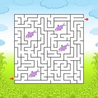 Maze. Game for kids. Funny labyrinth. Education developing worksheet. Activity page. Puzzle for children. Cute cartoon style. Riddle for preschool. Logical conundrum. Color vector illustration.