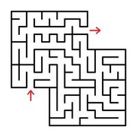 Abstract square isolated labyrinth. Black color on a white background. A useful game for young children. Simple flat vector illustration. With a place for your drawings