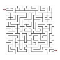 Abstract square labyrinth with a black stroke. An interesting game for children and adults. Simple flat vector illustration isolated on white background.