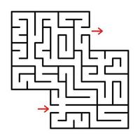 Abstract square isolated labyrinth. Black color on a white background. A useful game for young children. Simple flat vector illustration. With a place for your drawings