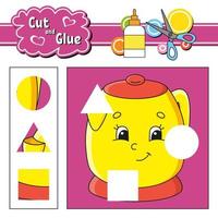 Cut and glue. Education developing worksheet. Activity page. Game for children. Isolated vector illustration in cute cartoon style.