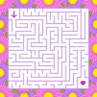 Abstract colored square maze in a frame of beautiful colors. An interesting game for children and teenagers. A simple flat vector illustration isolated on a white background.