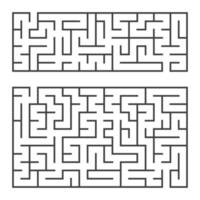 A set of two rectangular mazes with an entrance and an exit. Simple flat vector illustration isolated on white background.