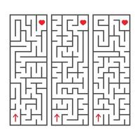 A set of rectangular simple labyrinths. An interesting game for children. Simple flat vector illustration isolated on white background.