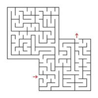 Abstract square isolated maze. Black color. An interesting and useful game for children and adults. Simple flat vector illustration. With a place for your image