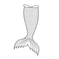 Hand drawn mermaid tail silhouette. Outline element for sea party vector