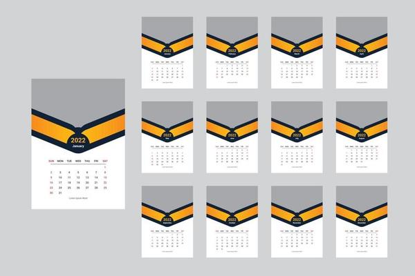 New year 2022 calendar template