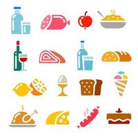 colorful food icons vector