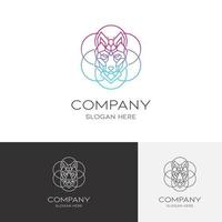 Polygonal geometric wolf with monogram style vector