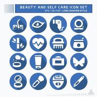 Set Icon Vector of Beauty and Self Care - Long Shadow Style