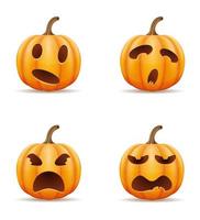 pumpkin with horrible faces for halloween celebration vector illustration isolated on white background