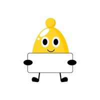 Bell icon mascot. Bell mascot holding a white poster. vector