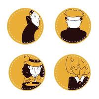 set of pin halloween vector