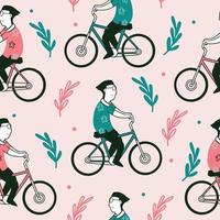 Seamless pattern of cycling man vector