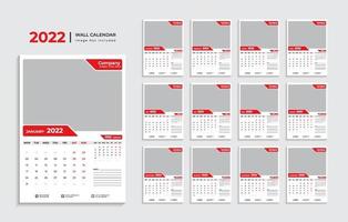 Modern 2022 wall calendar design template Pro Vector