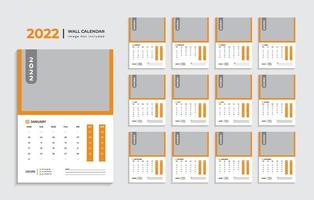 Modern 2022 wall calendar design template Pro Vector