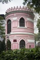 old portuguese colonial architecture building in macau park garden china