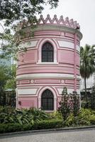 old portuguese colonial architecture building in macau park garden china photo