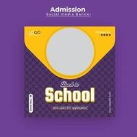 School admission social media post and  admission web banner, flyer pro download vector