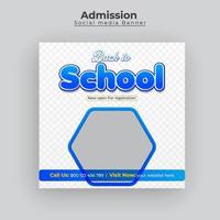 School admission social media post and  admission web banner, flyer pro download vector