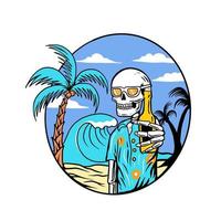 calavera en verano en la playa vector