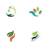 hand leaf logo vector