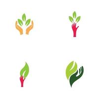 hand leaf logo vector