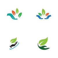 hand leaf logo vector